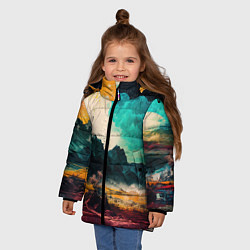 Куртка зимняя для девочки Загадочное измерение, цвет: 3D-красный — фото 2