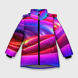 Куртка зимняя для девочки Неоновая вязкая текстура, цвет: 3D-светло-серый