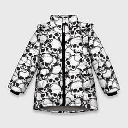 Куртка зимняя для девочки Черепа - смерть, цвет: 3D-светло-серый