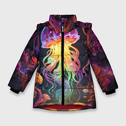 Куртка зимняя для девочки Фантастическая медуза, цвет: 3D-красный