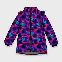 Зимняя куртка для девочки Абстракция паттерн фиолетовые цвета