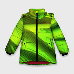Куртка зимняя для девочки Светлый зеленый абстрактный фон, цвет: 3D-красный