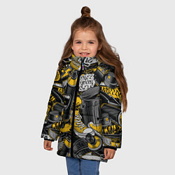 Куртка зимняя для девочки Кеды и граффити урбан стайл, цвет: 3D-светло-серый — фото 2