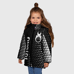 Куртка зимняя для девочки Totoro glitch на темном фоне: надпись, символ, цвет: 3D-черный — фото 2