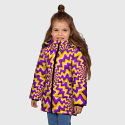 Куртка зимняя для девочки Желто-фиолетовая иллюзия вращения, цвет: 3D-красный — фото 2