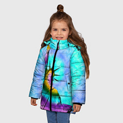 Куртка зимняя для девочки Тай дай статуя свободы, цвет: 3D-светло-серый — фото 2