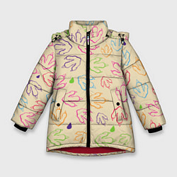 Куртка зимняя для девочки Птичьи лапки, цвет: 3D-красный