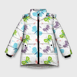 Куртка зимняя для девочки Милые бабочки, цвет: 3D-светло-серый
