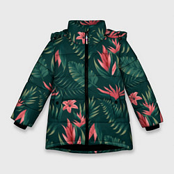 Зимняя куртка для девочки Красные цветы папоротника
