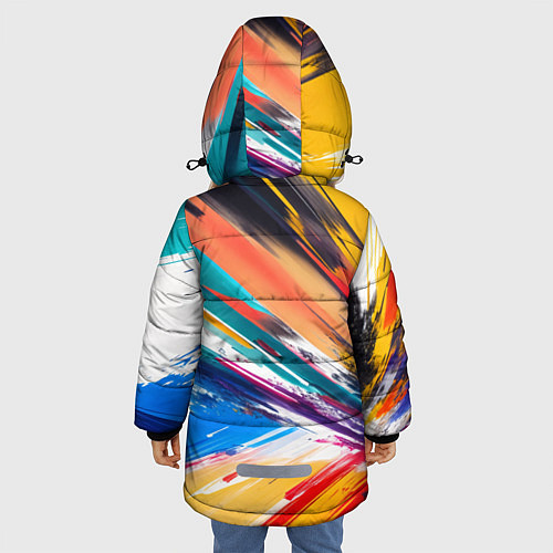 Зимняя куртка для девочки Красочные пульсации / 3D-Светло-серый – фото 4
