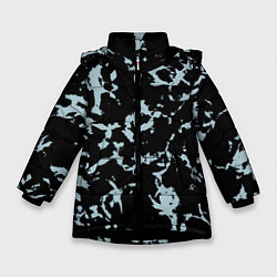 Куртка зимняя для девочки Абстракция черно-голубой, цвет: 3D-черный