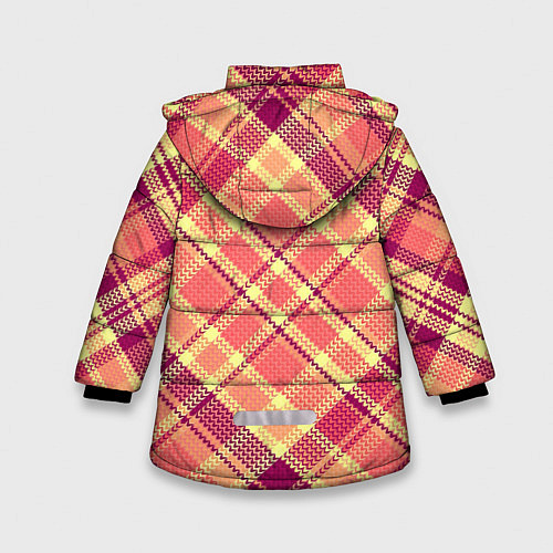 Зимняя куртка для девочки Орнамент красные желтые розовые клетки / 3D-Красный – фото 2