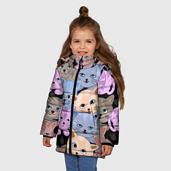Куртка зимняя для девочки Cats party, цвет: 3D-светло-серый — фото 2
