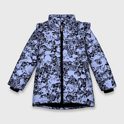 Зимняя куртка для девочки Цветочный принт сиреневый
