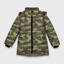 Куртка зимняя для девочки Камуфляж лесной зелёный, цвет: 3D-светло-серый