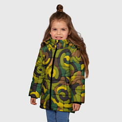 Куртка зимняя для девочки Пластилиновый хаки, цвет: 3D-черный — фото 2