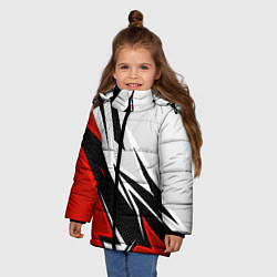 Куртка зимняя для девочки Бело-красная униформа для зала, цвет: 3D-светло-серый — фото 2