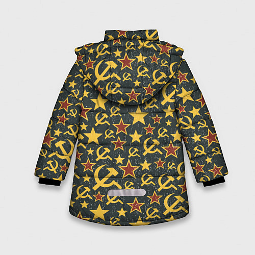 Зимняя куртка для девочки Серп и Молот - СССР / 3D-Красный – фото 2