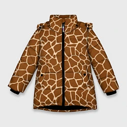 Куртка зимняя для девочки Пятнистая шкура жирафа, цвет: 3D-черный