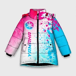 Куртка зимняя для девочки Yamaha neon gradient style: по-вертикали, цвет: 3D-черный