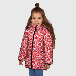 Куртка зимняя для девочки Любовь - сердечки, цвет: 3D-красный — фото 2