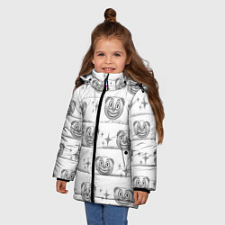 Куртка зимняя для девочки Клоунада чб, цвет: 3D-черный — фото 2