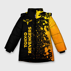 Куртка зимняя для девочки Tokyo Revengers - gold gradient: по-вертикали, цвет: 3D-черный