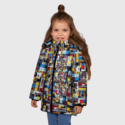 Куртка зимняя для девочки Живопись в стиле Мондриан, цвет: 3D-черный — фото 2