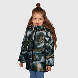 Куртка зимняя для девочки Мазки кисти, цвет: 3D-красный — фото 2