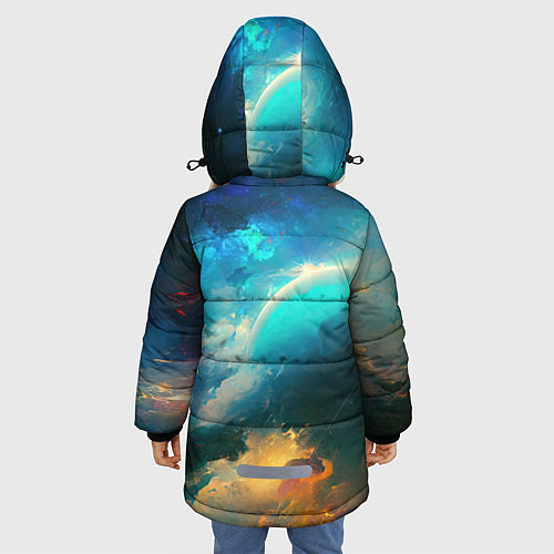 Зимняя куртка для девочки Далекий космос / 3D-Светло-серый – фото 4