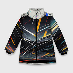 Куртка зимняя для девочки Безграничные трещины, цвет: 3D-черный