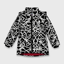 Куртка зимняя для девочки Викторианский орнамент, цвет: 3D-красный