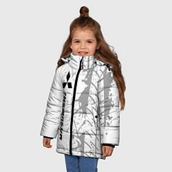 Куртка зимняя для девочки Mitsubishi speed на светлом фоне со следами шин: п, цвет: 3D-черный — фото 2