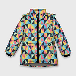 Куртка зимняя для девочки Треугольная мозаика, цвет: 3D-светло-серый