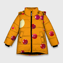 Зимняя куртка для девочки Ягоды и лимон, оранжевый фон