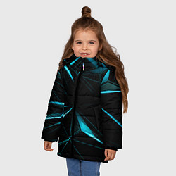 Куртка зимняя для девочки Light blue hexagon, цвет: 3D-черный — фото 2