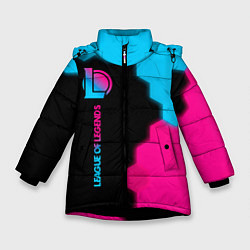 Куртка зимняя для девочки League of Legends - neon gradient: по-вертикали, цвет: 3D-черный
