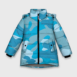 Куртка зимняя для девочки Камуфляж военный синий, цвет: 3D-светло-серый