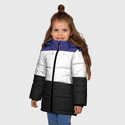 Куртка зимняя для девочки Три цветных полосы, цвет: 3D-черный — фото 2