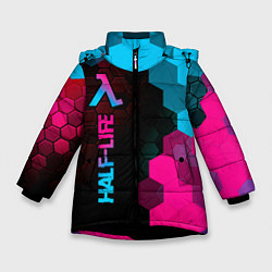 Куртка зимняя для девочки Half-Life - neon gradient: по-вертикали, цвет: 3D-черный