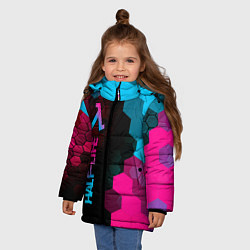 Куртка зимняя для девочки Half-Life - neon gradient: по-вертикали, цвет: 3D-черный — фото 2