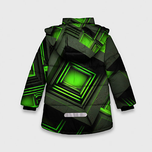 Зимняя куртка для девочки Неоновые зелёные блоки / 3D-Красный – фото 2