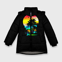Куртка зимняя для девочки Луна SynthWave, цвет: 3D-светло-серый