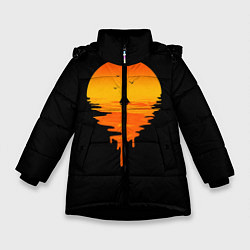 Куртка зимняя для девочки Лавовый закат, цвет: 3D-черный