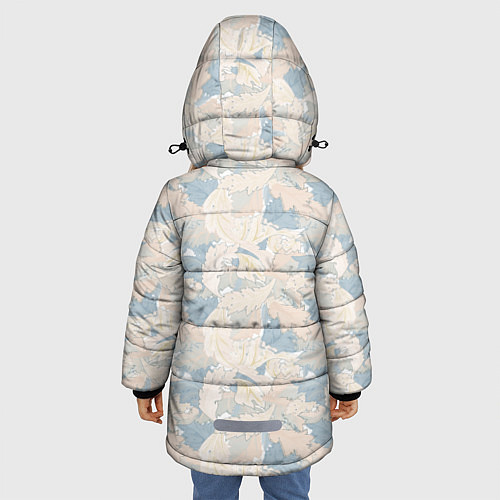 Зимняя куртка для девочки Паттерн листьев / 3D-Светло-серый – фото 4