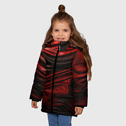 Куртка зимняя для девочки Кожаная красная и черная текстура, цвет: 3D-светло-серый — фото 2
