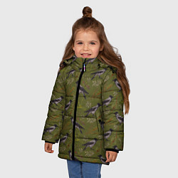 Куртка зимняя для девочки Вороны и еловые веточки, цвет: 3D-красный — фото 2