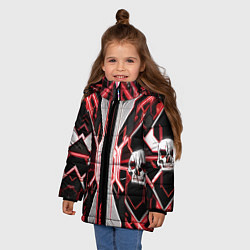 Куртка зимняя для девочки Красные кибер черепа, цвет: 3D-светло-серый — фото 2