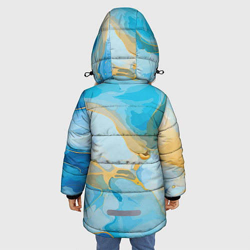 Зимняя куртка для девочки Лазурь с золотом / 3D-Светло-серый – фото 4