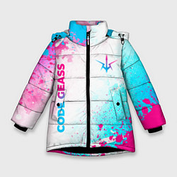 Зимняя куртка для девочки Code Geass neon gradient style: надпись, символ